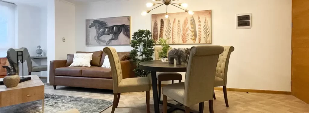 Estilo de decoracion de los comedores de los proyectos inmobiliarios de la inmobiliaria Parque Avellano